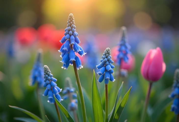 Charming Spring Garden with Blue Blooms